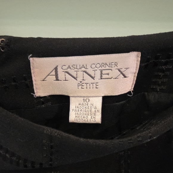Casual Corner Black Patchwork Mini Pencil Skirt Petite Size 10 Fully Lined - Picture 2 of 10